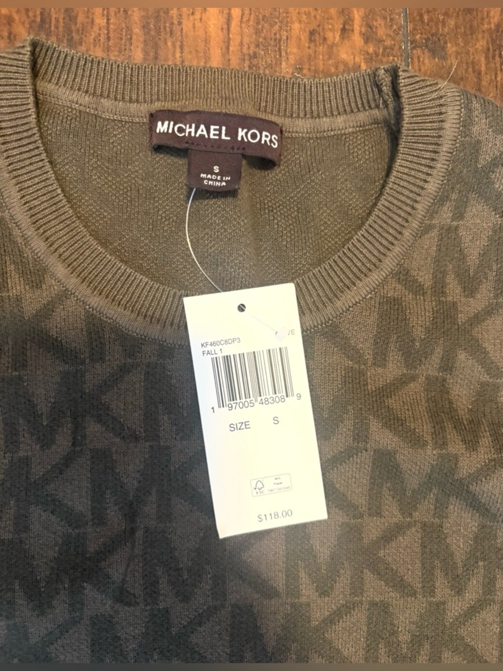 Michael Kors Olive Green Logo Crewneck Sweater